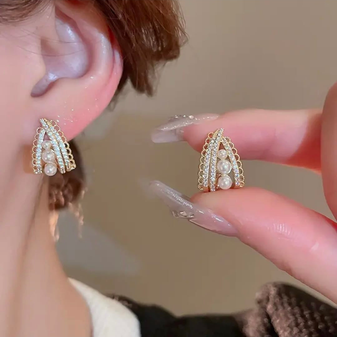 White Korean Earing