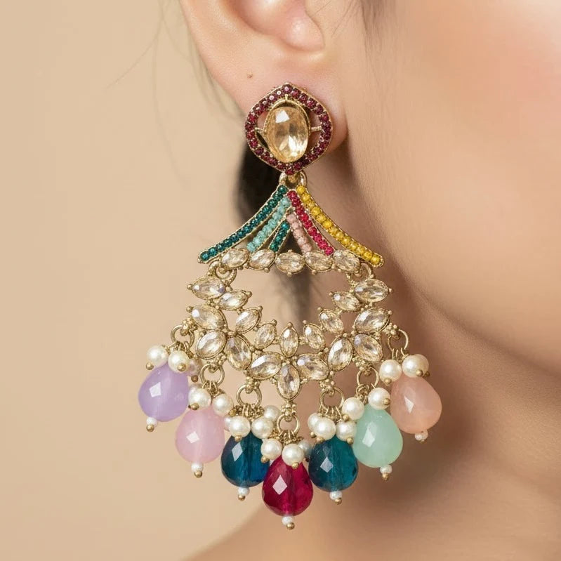 Diptee White Stone Jhumka