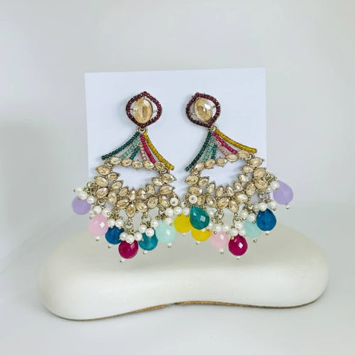 Diptee White Stone Jhumka