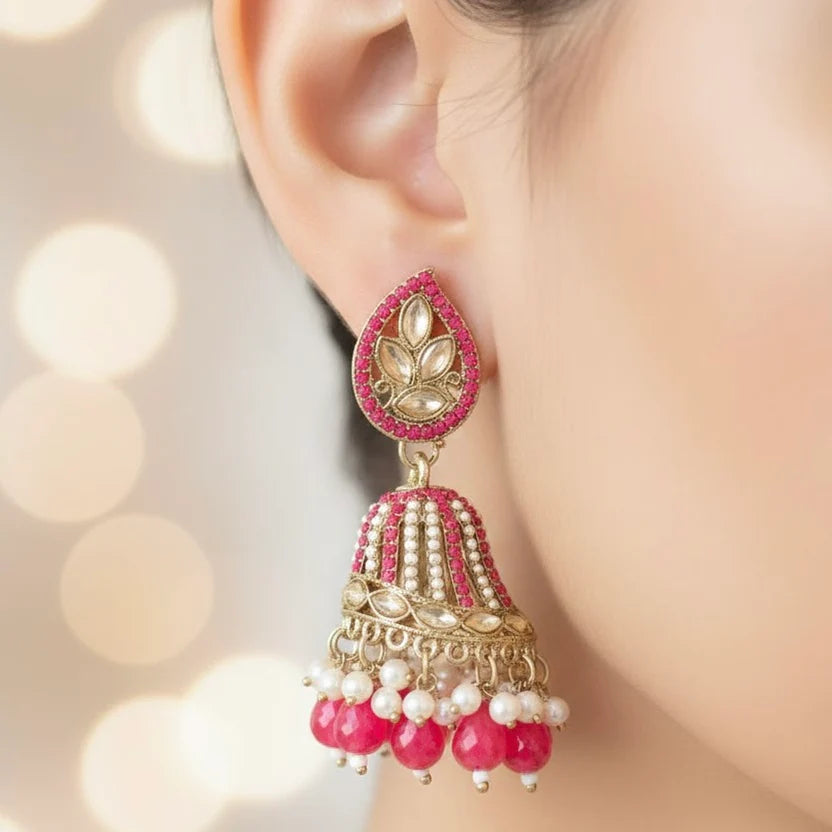 Red Stone Jhumka