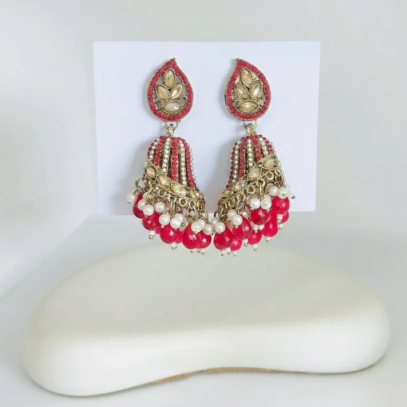 Red Stone Jhumka